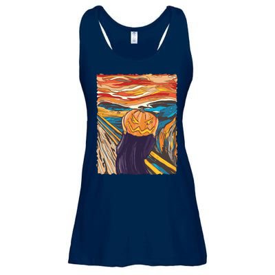 Pumpkin Scream Art Painting Parody Ladies Essential Flowy Tank