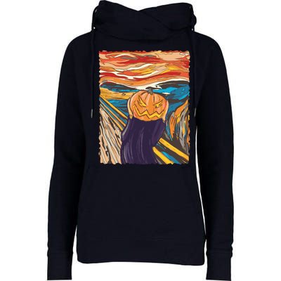 Pumpkin Scream Art Painting Parody Womens Funnel Neck Pullover Hood