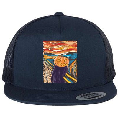 Pumpkin Scream Art Painting Parody Flatbill Hat