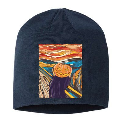 Pumpkin Scream Art Painting Parody Sustainable Beanie