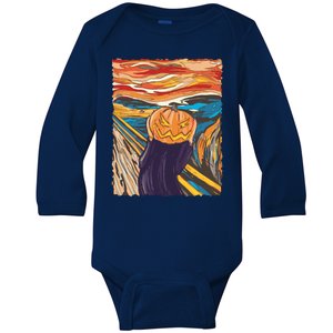 Pumpkin Scream Art Painting Parody Baby Long Sleeve Bodysuit