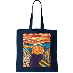 Pumpkin Scream Art Painting Parody Tote Bag