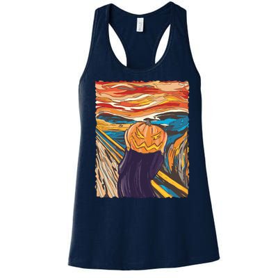 Pumpkin Scream Art Painting Parody Women's Racerback Tank