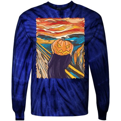 Pumpkin Scream Art Painting Parody Tie-Dye Long Sleeve Shirt