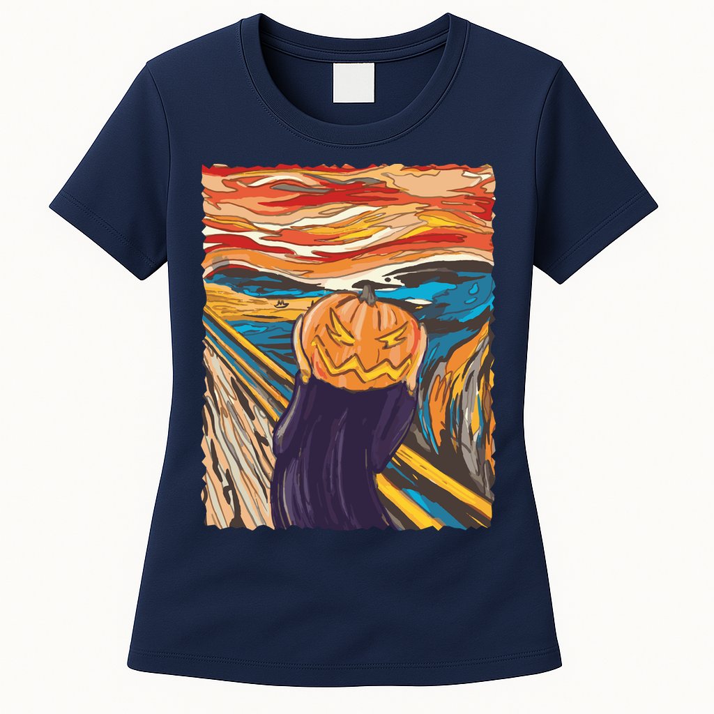 Pumpkin Scream Art Painting Parody Womens T-Shirt