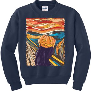 Pumpkin Scream Art Painting Parody Kids Sweatshirt