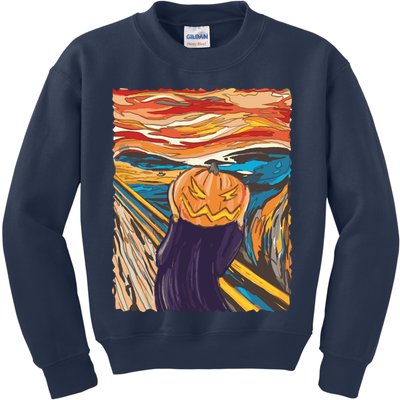 Pumpkin Scream Art Painting Parody Kids Sweatshirt
