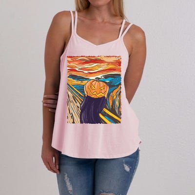 Pumpkin Scream Art Painting Parody Women's Strappy Tank