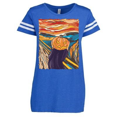 Pumpkin Scream Art Painting Parody Enza Ladies Jersey Football T-Shirt