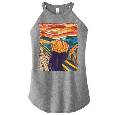 Pumpkin Scream Art Painting Parody Women’s Perfect Tri Rocker Tank