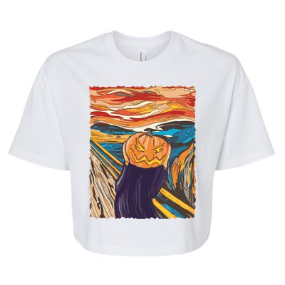 Pumpkin Scream Art Painting Parody Bella+Canvas Jersey Crop Tee