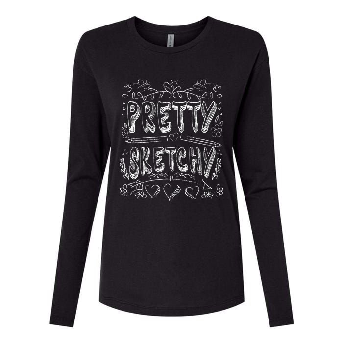 Pretty Sketchy Artists Pencils Art Lover Womens Cotton Relaxed Long Sleeve T-Shirt