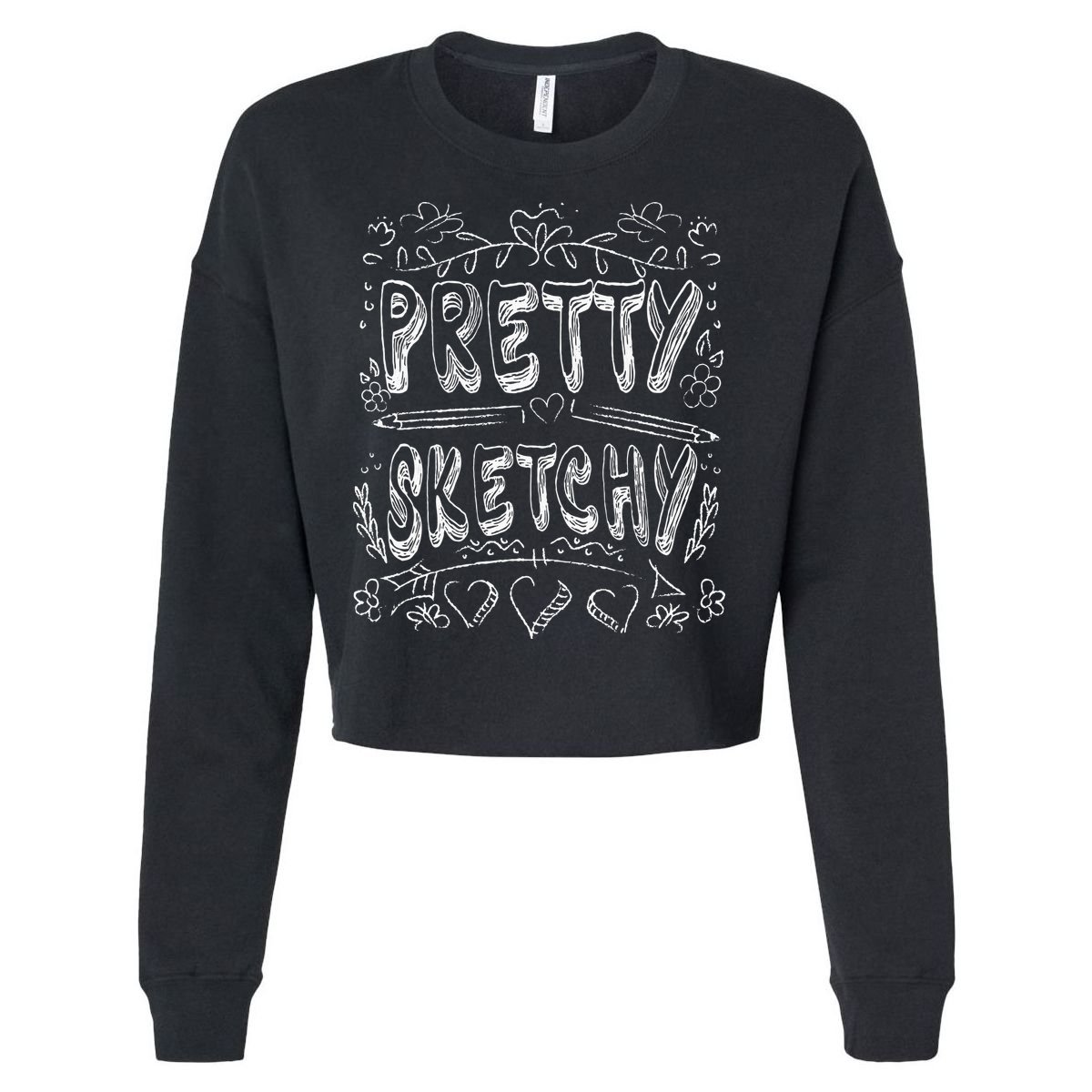 Pretty Sketchy Artists Pencils Art Lover Cropped Pullover Crew