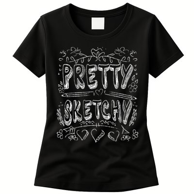 Pretty Sketchy Artists Pencils Art Lover Womens T-Shirt