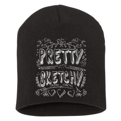Pretty Sketchy Artists Pencils Art Lover Short Acrylic Beanie