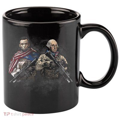 Presidential Soldiers: Abraham Lincoln And George Washington TShirt 11oz C Handle Ceramic Mug