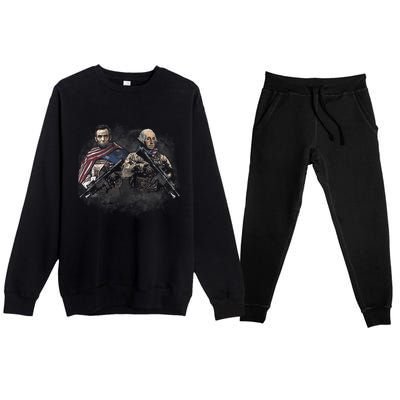 Presidential Soldiers: Abraham Lincoln And George Washington TShirt Premium Crewneck Sweatsuit Set