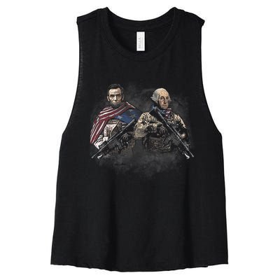 Presidential Soldiers: Abraham Lincoln And George Washington TShirt Women's Racerback Cropped Tank