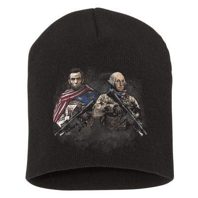 Presidential Soldiers: Abraham Lincoln And George Washington TShirt Short Acrylic Beanie