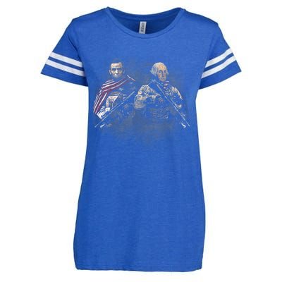 Presidential Soldiers: Abraham Lincoln And George Washington TShirt Enza Ladies Jersey Football T-Shirt