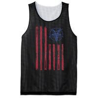 Patriotic Satan American Flag Occult Pentagram Baphomet 666 Mesh Reversible Basketball Jersey Tank