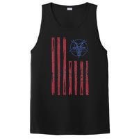 Patriotic Satan American Flag Occult Pentagram Baphomet 666 PosiCharge Competitor Tank