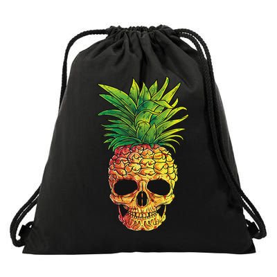 Pineapple Skull Aloha Beaches Hawaiian Hawaii Goth Summer Drawstring Bag