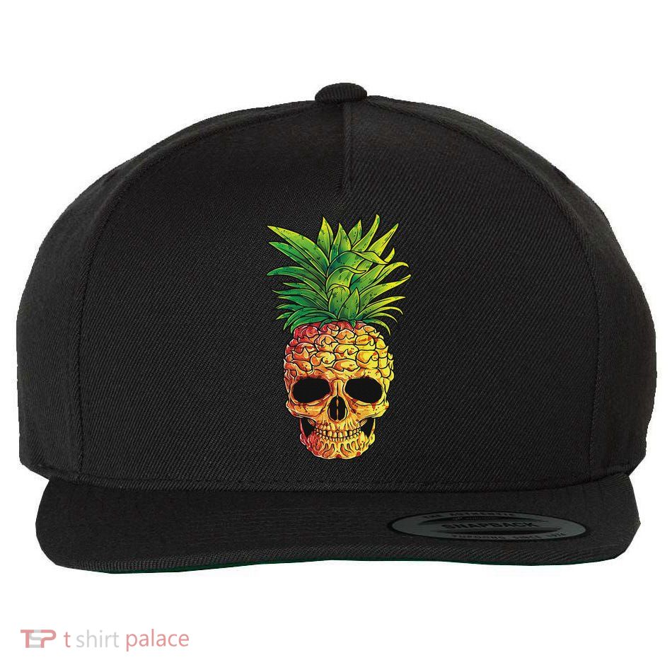 Pineapple Skull Aloha Beaches Hawaiian Hawaii Goth Summer Wool Snapback Cap
