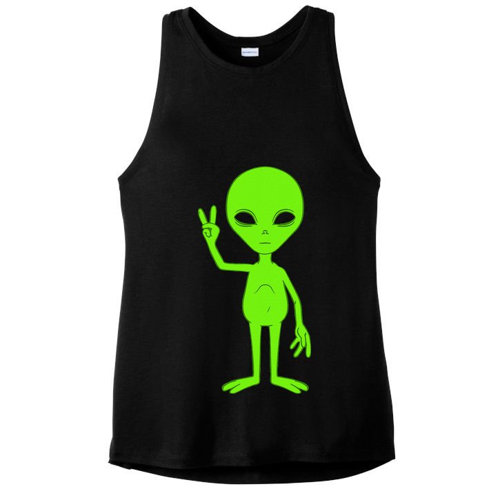 Peace Sign Alien Roswell Ladies PosiCharge Tri-Blend Wicking Tank