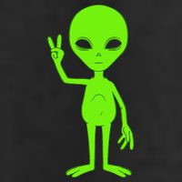 Peace Sign Alien Roswell 7 Panel Mesh Trucker Snapback Hat