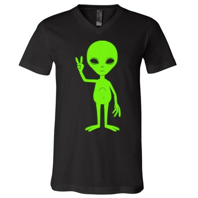 Peace Sign Alien Roswell V-Neck T-Shirt