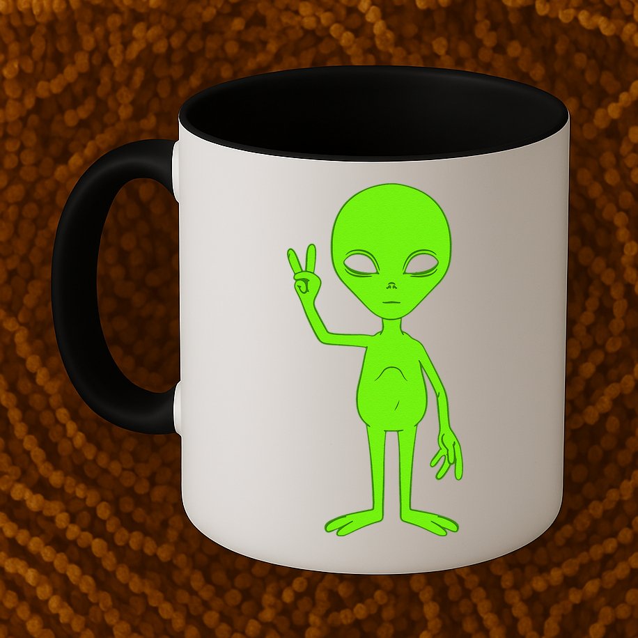 Peace Sign Alien Roswell Mug