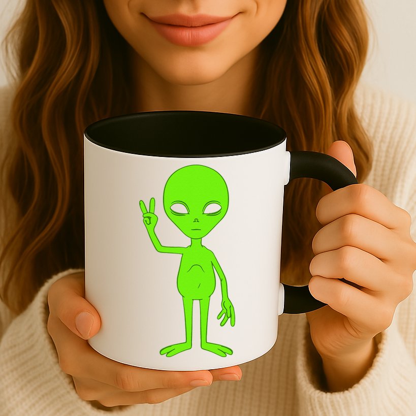 Peace Sign Alien Roswell Mug