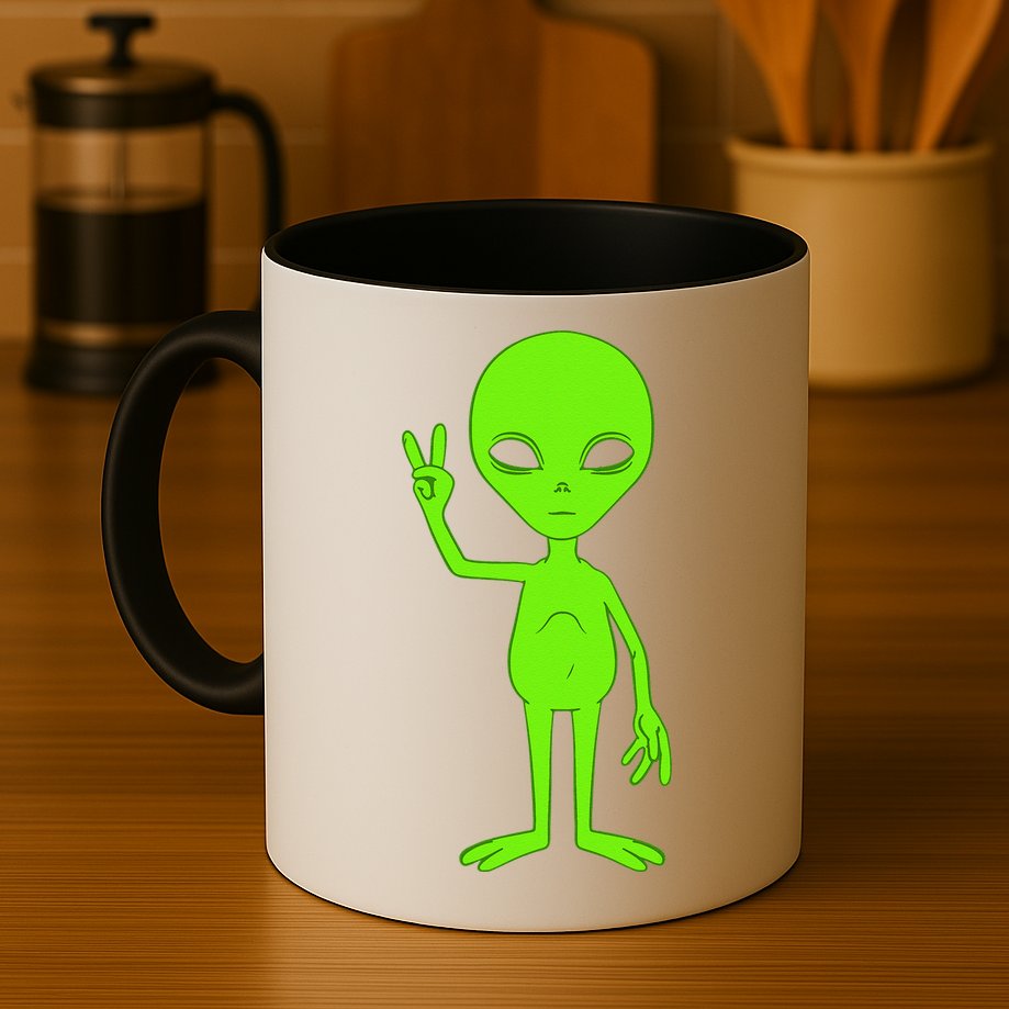 Peace Sign Alien Roswell Mug