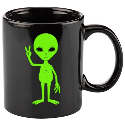 Peace Sign Alien Roswell 11oz C Handle Ceramic Mug