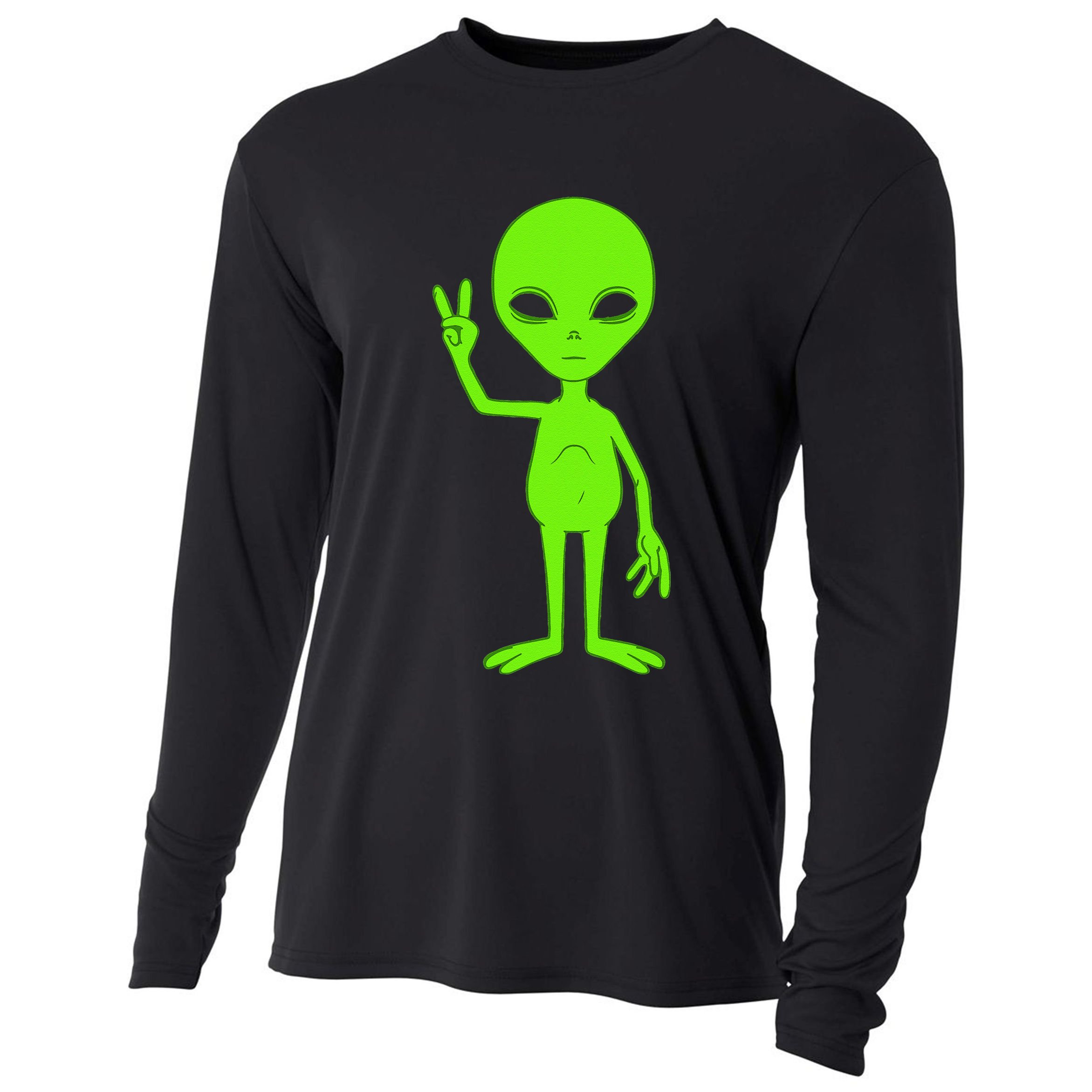 Peace Sign Alien Roswell Cooling Performance Long Sleeve Crew