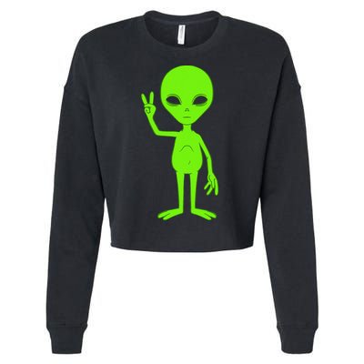 Peace Sign Alien Roswell Cropped Pullover Crew