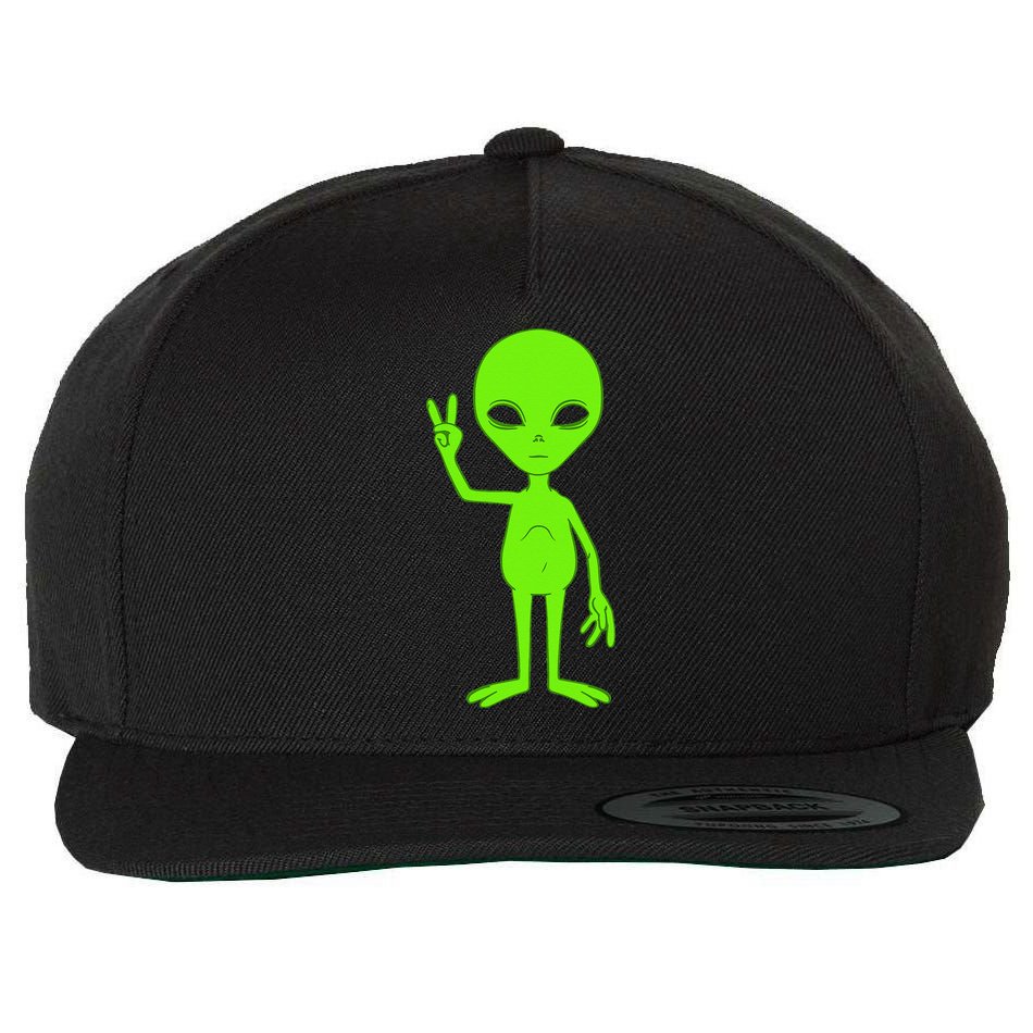 Peace Sign Alien Roswell Wool Snapback Cap