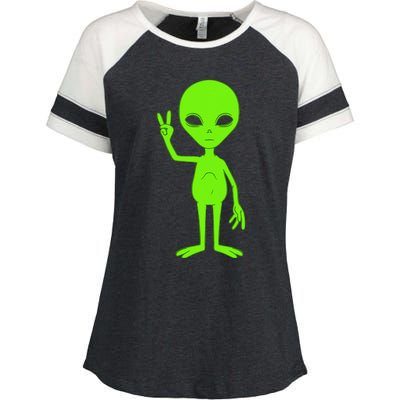 Peace Sign Alien Roswell Enza Ladies Jersey Colorblock Tee