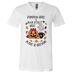 Pumpkin Spice And Main Street Nights Magic Is Brewing V-Neck T-Shirt