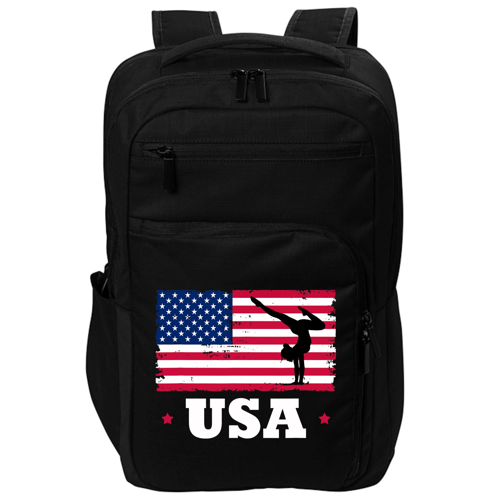 Patriotic Sports American USA Flag Girl Gymnastics Impact Tech Backpack