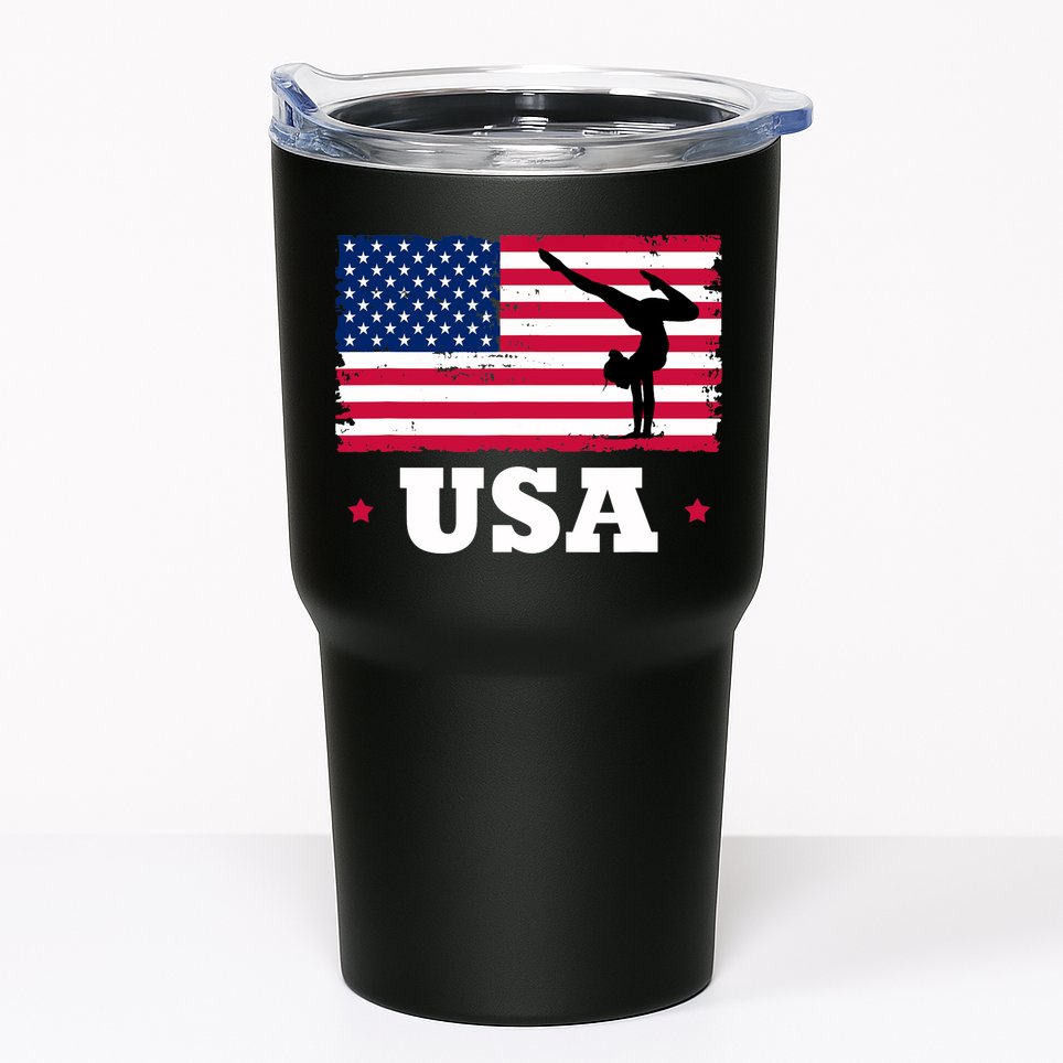 Patriotic Sports American USA Flag Girl Gymnastics Tumbler
