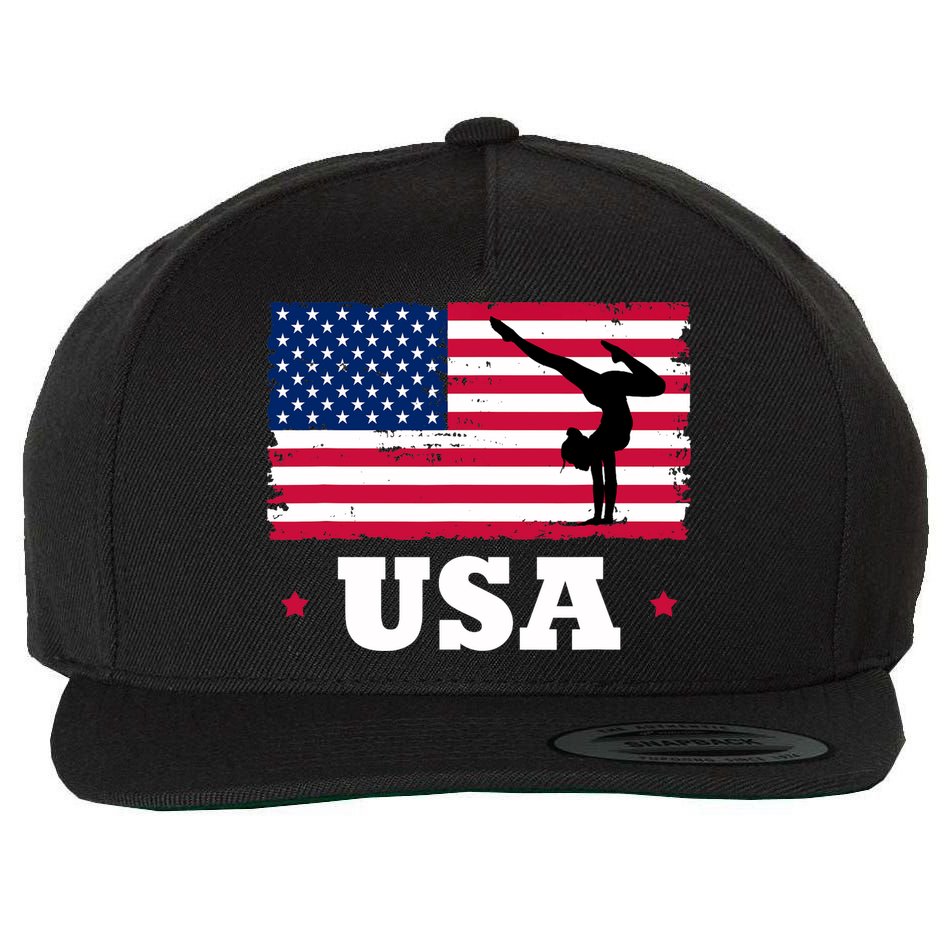 Patriotic Sports American USA Flag Girl Gymnastics Wool Snapback Cap