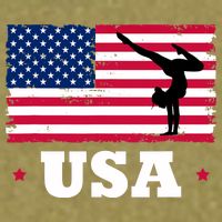 Patriotic Sports American USA Flag Girl Gymnastics Garment-Dyed Women's Muscle Tee