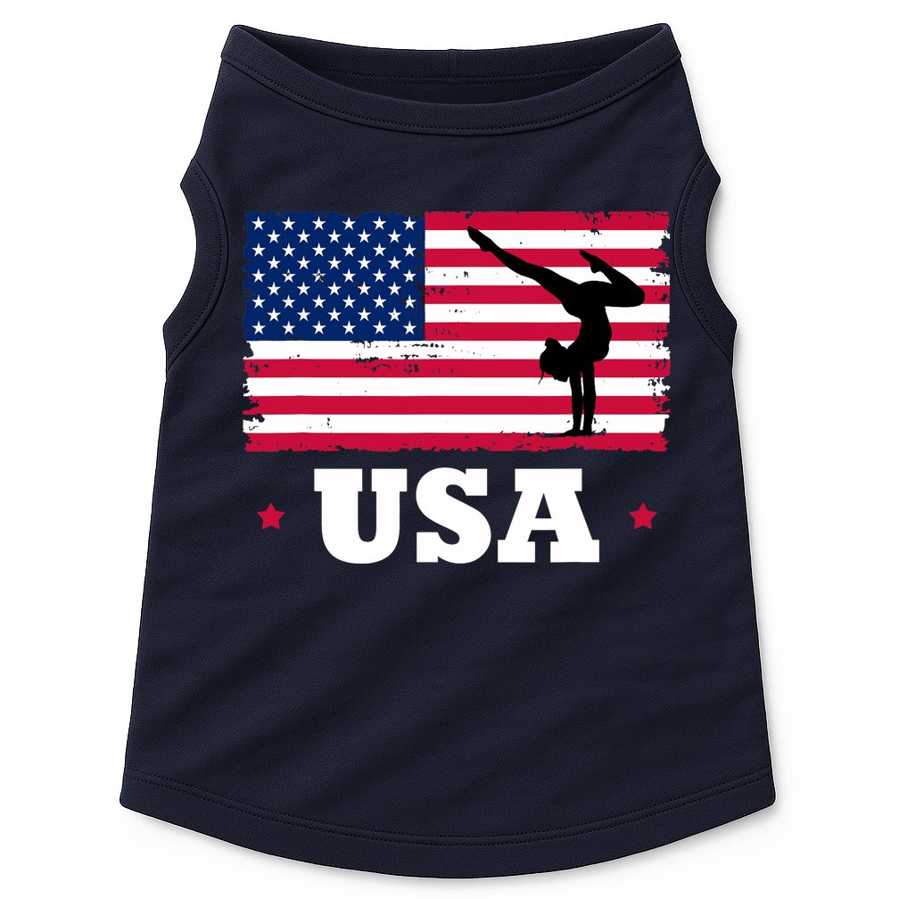 Patriotic Sports American USA Flag Girl Gymnastics Doggie Tank