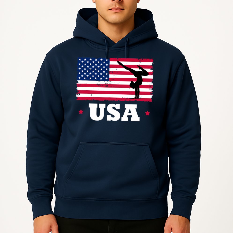 Patriotic Sports American USA Flag Girl Gymnastics Hoodie