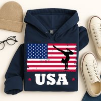 Patriotic Sports American USA Flag Girl Gymnastics Hoodie