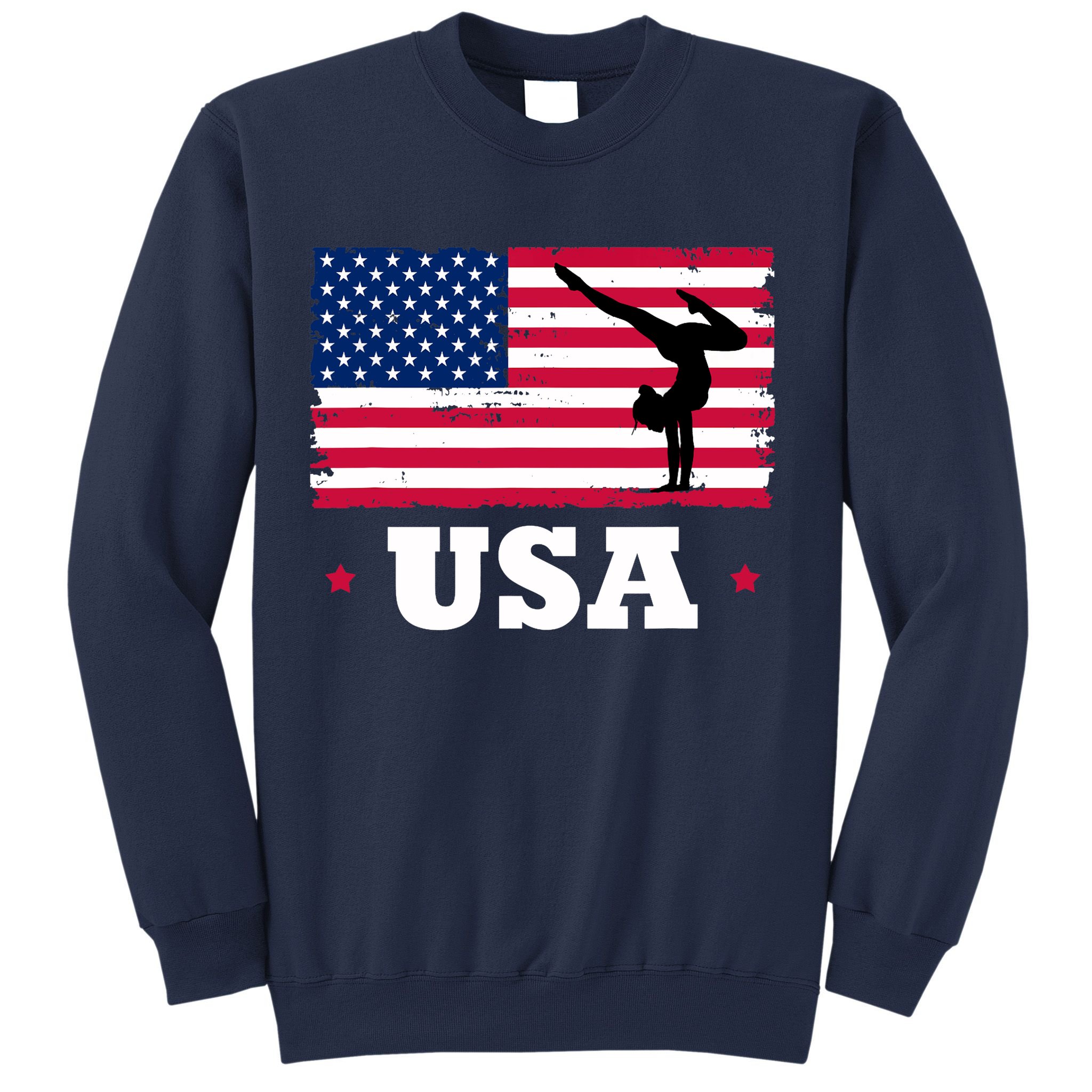Patriotic Sports American USA Flag Girl Gymnastics Sweatshirt