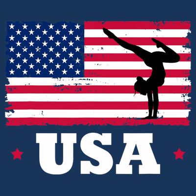 Patriotic Sports American USA Flag Girl Gymnastics T-Shirt