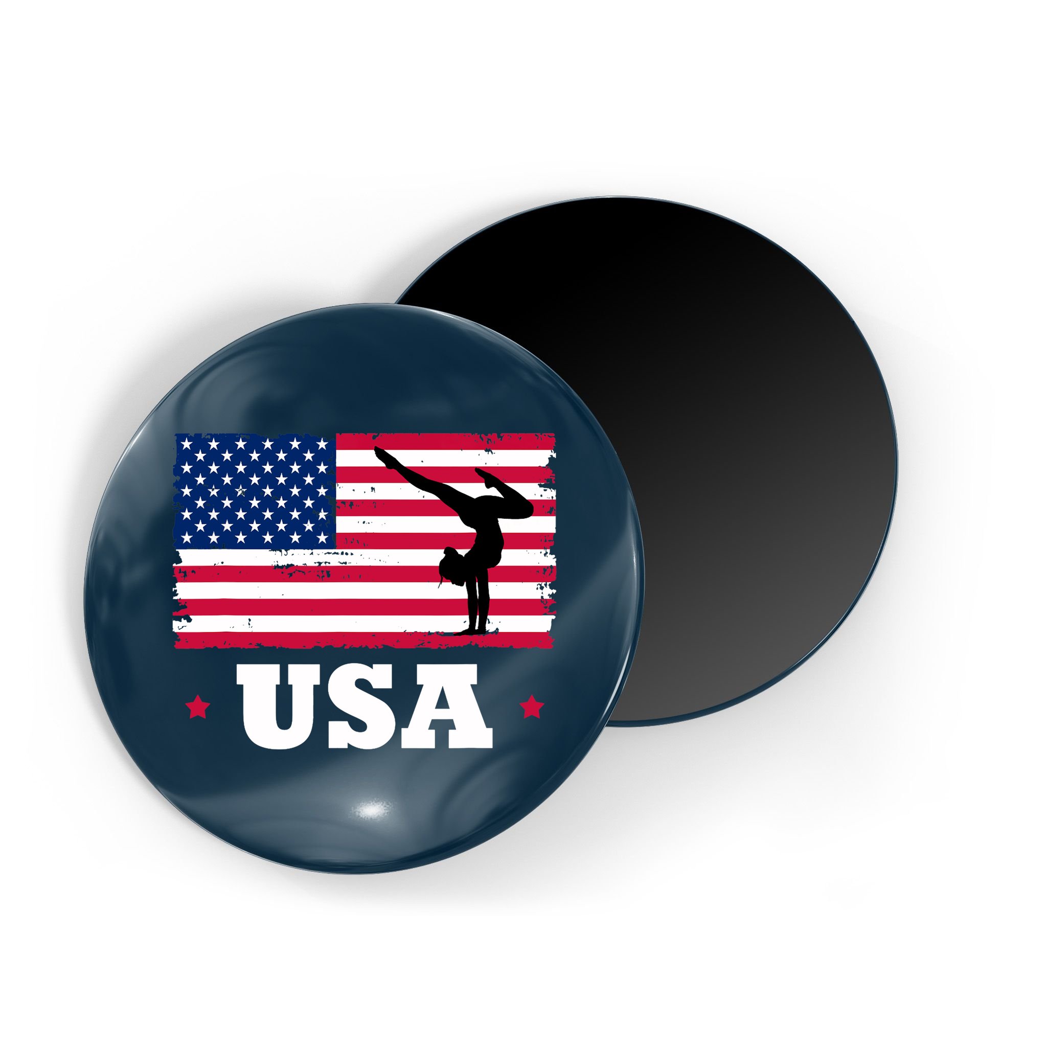 Patriotic Sports American USA Flag Girl Gymnastics Magnet